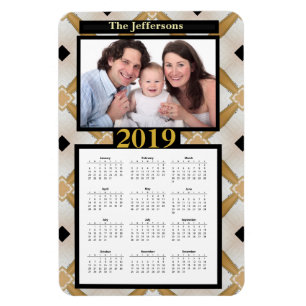 Magnet Flexible Gold Black Modern Motif Photo 2019 Calendrier