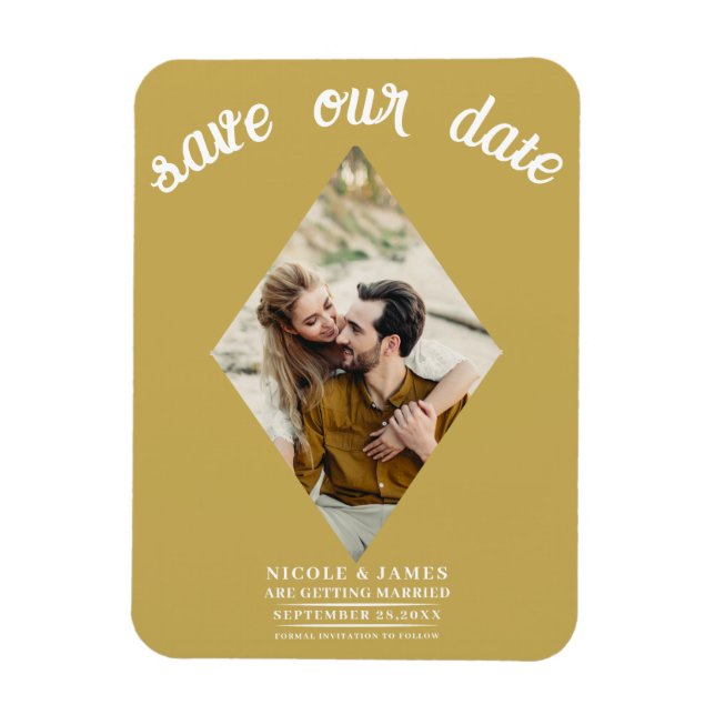 Magnet Flexible Gold Diamond Photo Wedding Enregistrer la date (Vertical)