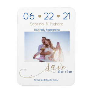 Magnet Flexible Gold et Navy One Photo Minimaliste Enregistrer la 