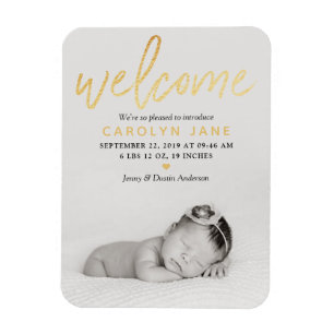 Magnet Flexible Gold Foil Photo Birth Announcement
