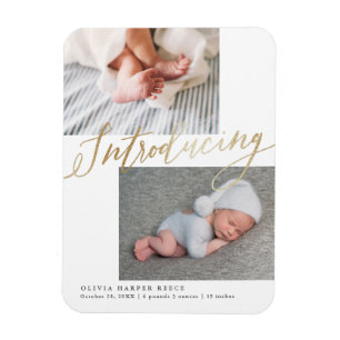 Magnet Flexible Gold Introduction Multiphoto Birth Announcement