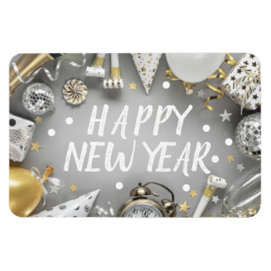 Magnet Flexible Gold New Year Party New Years Day Clipart
