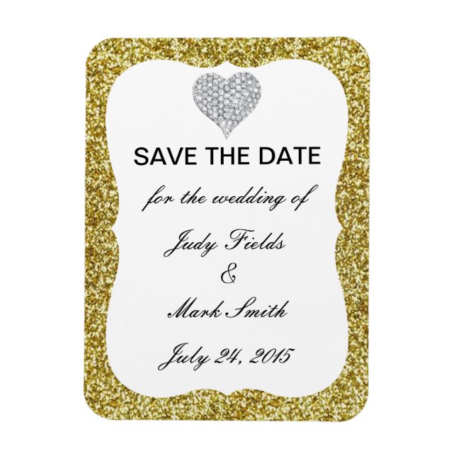 Magnet Flexible Gold Parties scintillant Diamond Coeur Économisez  (Vertical)