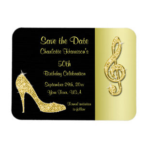 Magnet Flexible Gold Stiletto & Treble Clé de Sol 50e Enregistrer