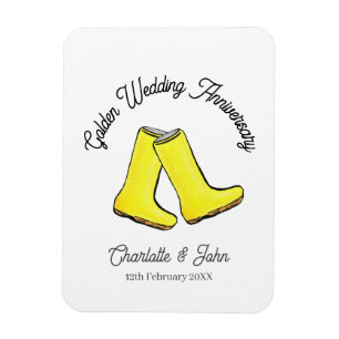 Magnet Flexible Golden 50e anniversaire Mariage jaune botte bien
