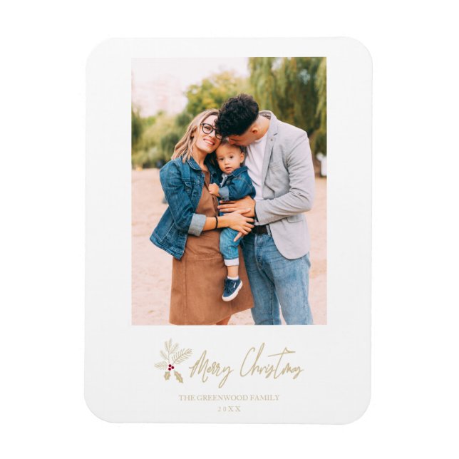 Magnet Flexible Golden Classic Joyeux Noël Photo personnalisée (Vertical)