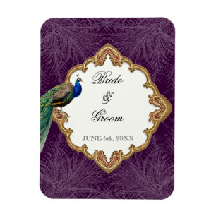 Magnet Flexible Golden Peacock & Swirls - Mariage Enregistrer la d