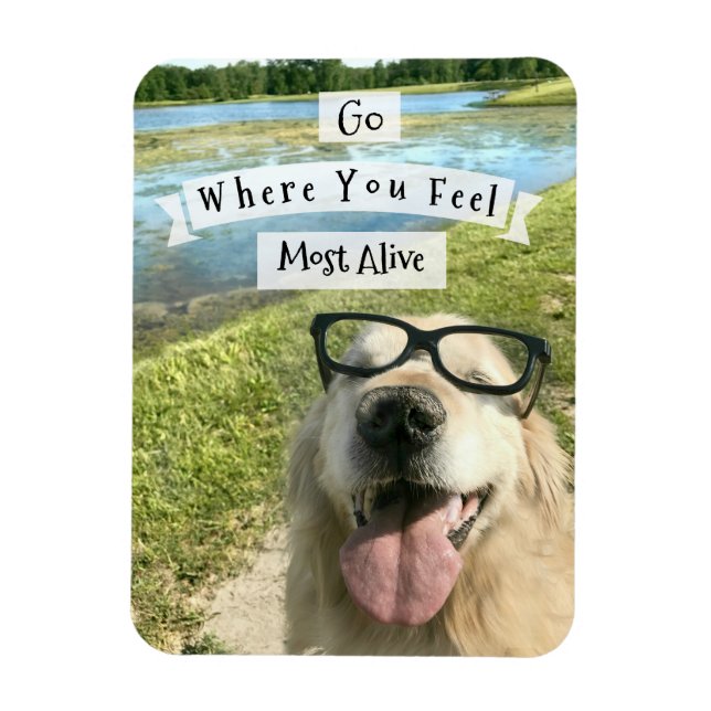 Magnet Flexible Golden Retriever Aller Là Où Vous Sentez Inspirati (Vertical)