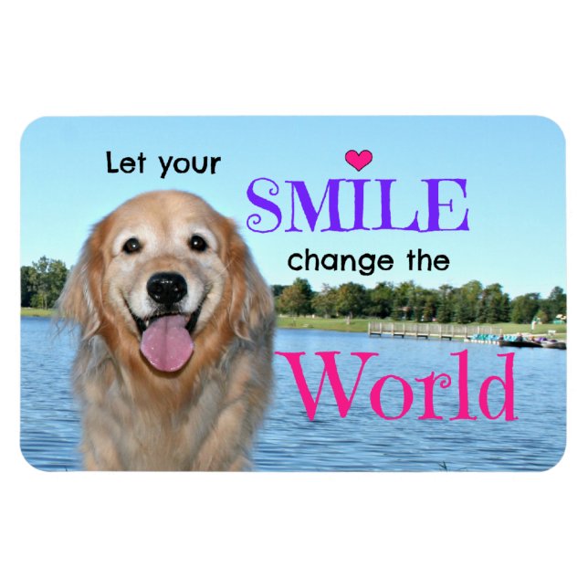 Magnet Flexible Golden Retriever Changer le monde (Horizontal)