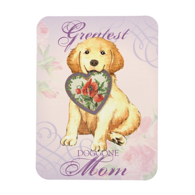 Magnet Flexible Golden Retriever Heart Maman (Vertical)