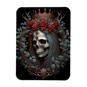 Magnet Flexible Goth Crâne Rose Couronne gothique