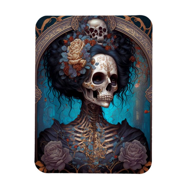 Magnet Flexible Goth Skeleton Skull Woman Gothique (Vertical)