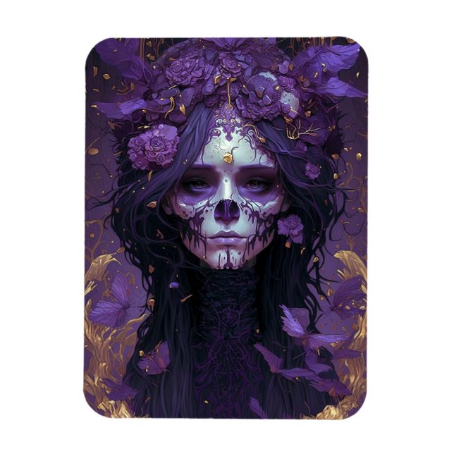 Magnet Flexible Goth Skull Woman Dark Imaginaire Art (Vertical)
