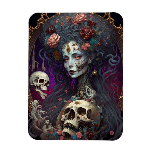Magnet Flexible Goth Skull Zombie Femme Gothique (Vertical)