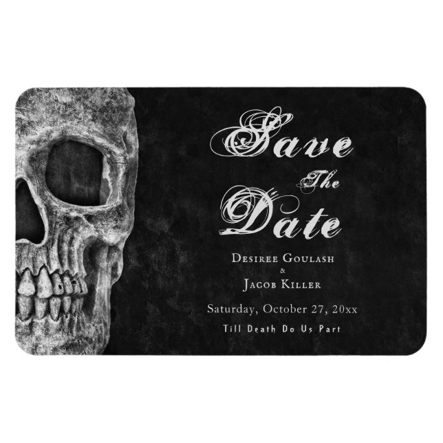 Magnet Flexible Gothique Crâne Hallomariage Enregistrer la date (Horizontal)