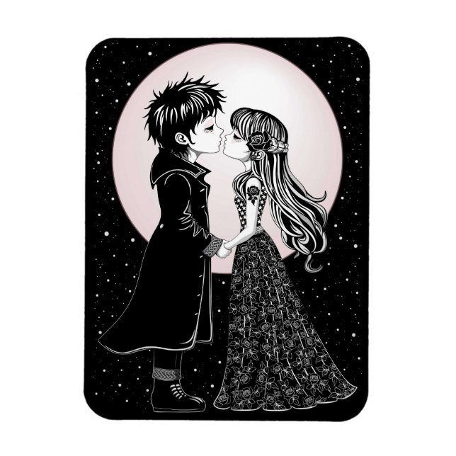 Magnet Flexible Gothique Emo Enfants Kiss Valentine's Day (Vertical)