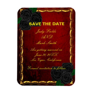 Magnet Flexible Gothique Noir Rose Sang Rouge Mariage Enregistrer 
