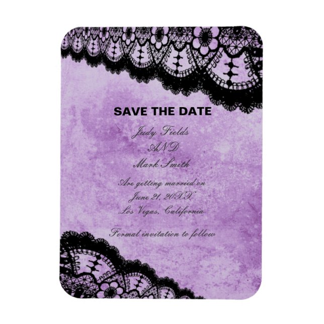 Magnet Flexible Gothique Purple Grunge Black Lace Enregistrer La D (Vertical)
