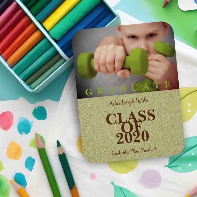 Magnet Flexible Graduation de l'école élémentaire Textile photo mo (Elementary School Graduation Modern Photo Fabric Magnet.)