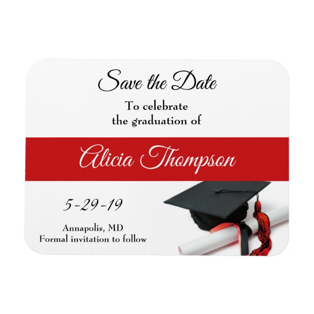 Magnet Flexible Graduation Enregistrer la date Noir Rouge Casquett (Horizontal)