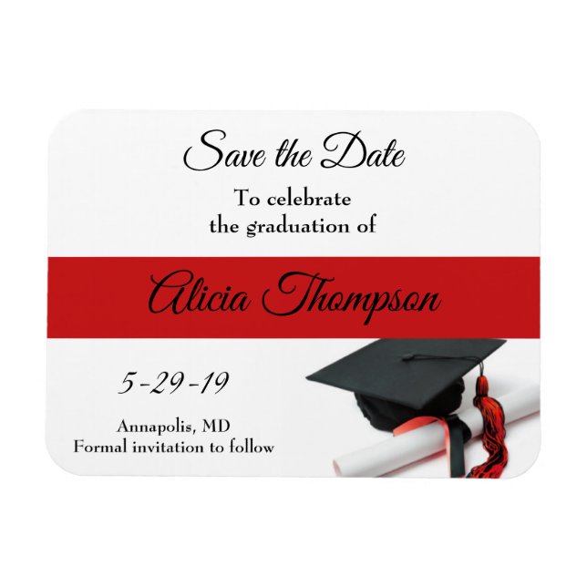 Magnet Flexible Graduation Enregistrer la date Noir Rouge Casquett (Horizontal)