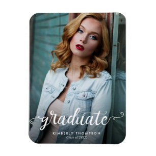 Magnet Flexible Graduation Moderne Faire-part de script photo