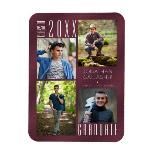 Magnet Flexible Graduation moderne Métallic Maron Photo Collage