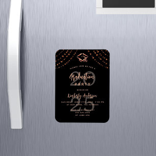 Magnet Flexible Graduation party noir rose or étoiles invitation