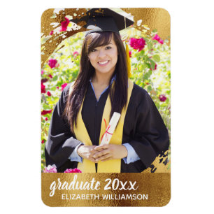 Magnet Flexible Graduation Photo Faux Gold Moderne Élégant