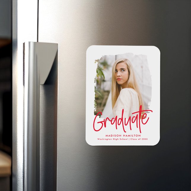 Magnet Flexible Graduation photo Preppy Red Script (Créateur téléchargé)