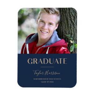 Magnet Flexible Gradué Marine 2024 Bleu et or Faire-part