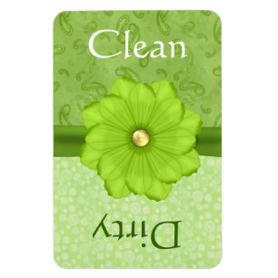 Magnet Flexible Grand aimant floral vert de lave-vaisselle