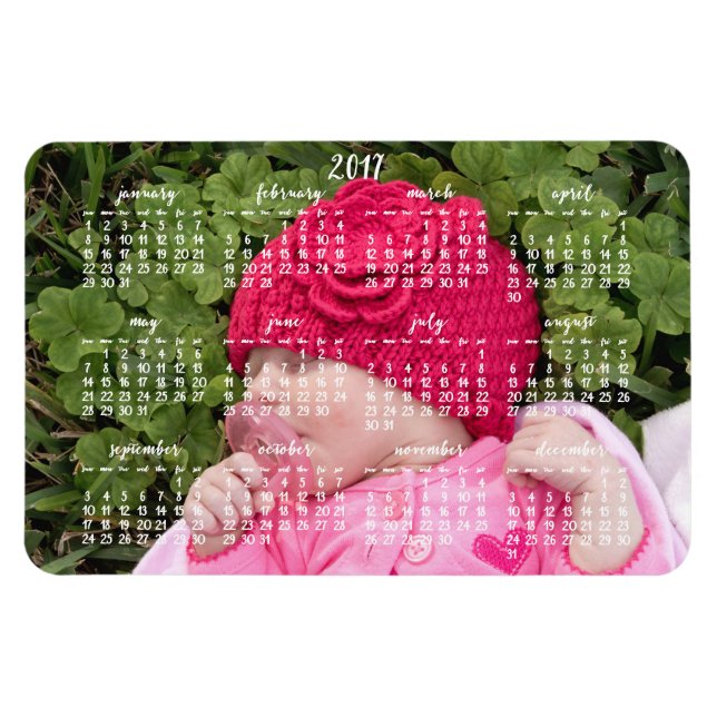 Magnet Flexible Grand Calendrier magnétique personnalisé 2017 4x6 (Horizontal)