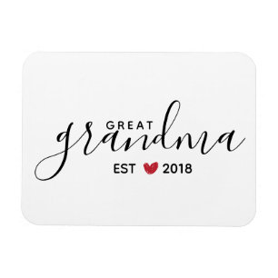 Magnet Flexible Grand-grand-mère du coeur rouge Année de fondation