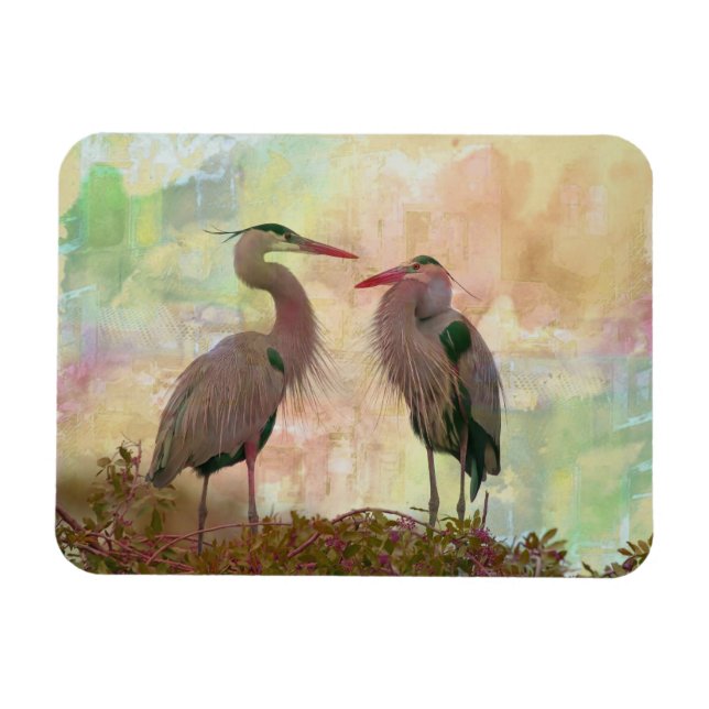 Magnet Flexible Grand Héron bleu Pair Art numérique flexible Magne (Horizontal)