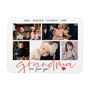 Magnet Flexible Grand-mère We Love You Modern Photo Collage