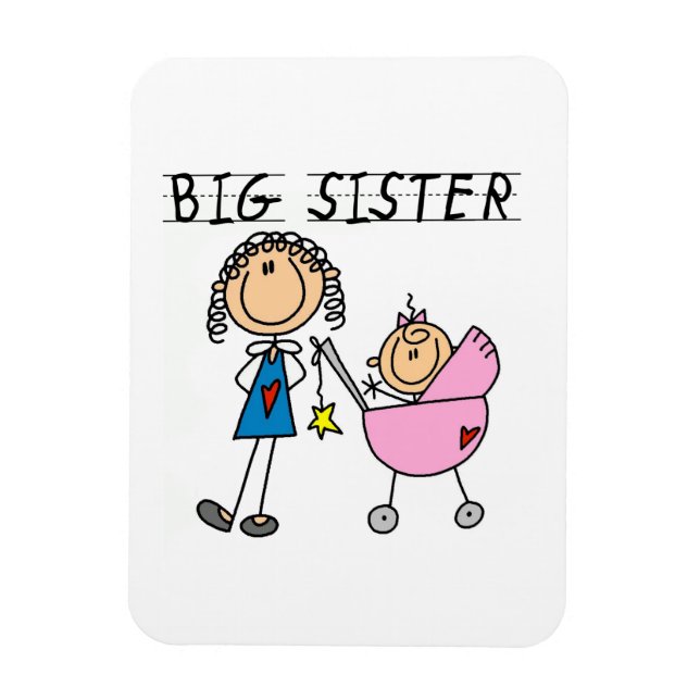 Magnet Flexible Grande Soeur Avec Petits Cadeaux Soeurs (Vertical)