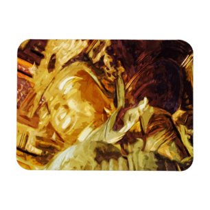 Magnet Flexible Grande Statue d'or Kyoto Japon Abstrait