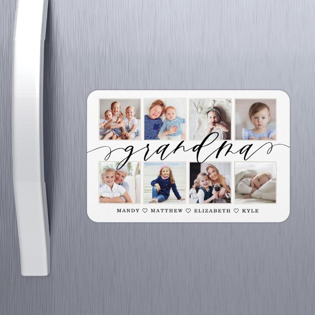 Magnet Flexible Grandma moderne Script Grandchildren Photo Collage (Créateur téléchargé)