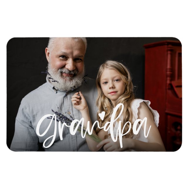 Magnet Flexible Grandpa Love Script Cadeau personnalisé photo (Horizontal)