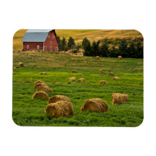 Magnet Flexible Grange rouge, balles de foin, Albion, région de Pa