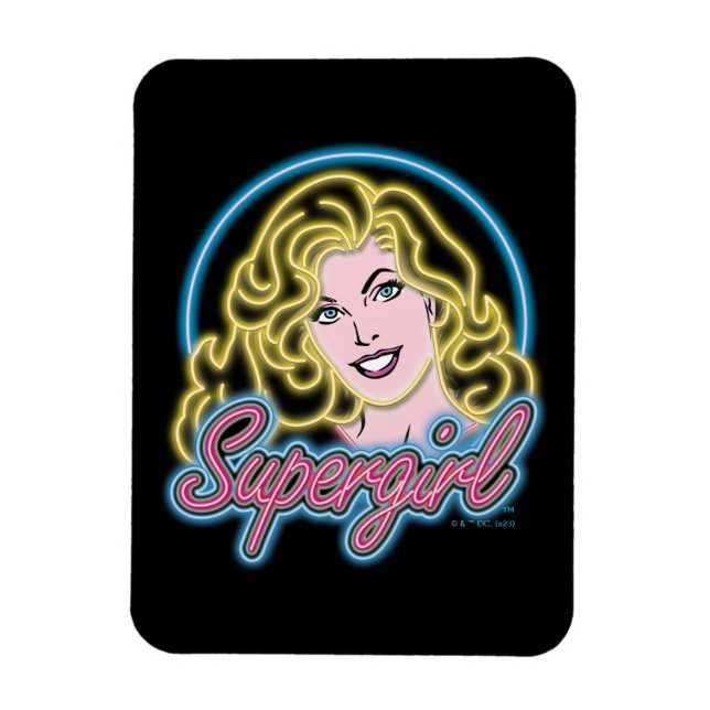 Magnet Flexible Graphique des lumières de Neon Retro Supergirl (Vertical)