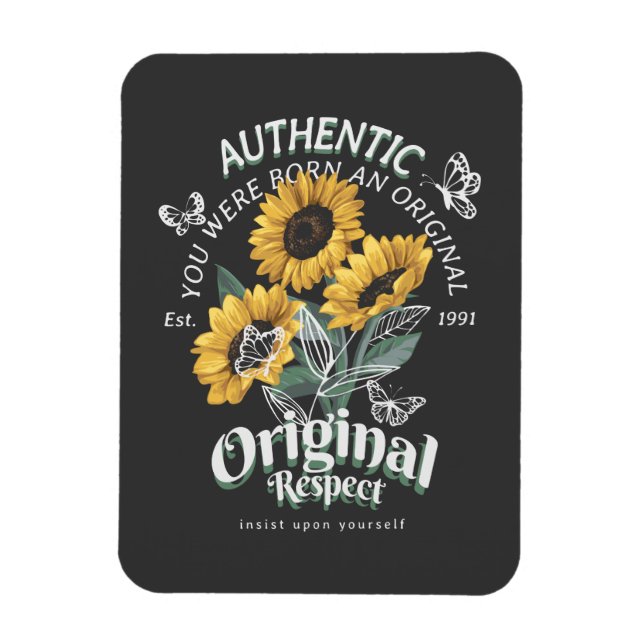 Magnet Flexible Graphique des tournesols et papillons (Vertical)