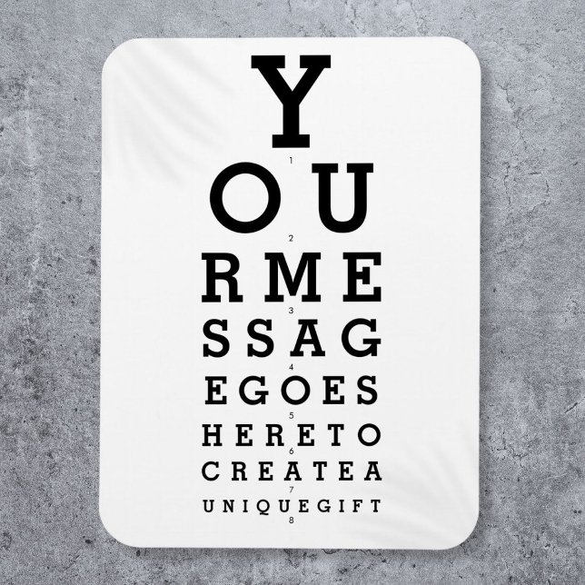 Magnet Flexible Graphique optique Créez votre propre message (Optician Chart Create Your Own Message Magnet)
