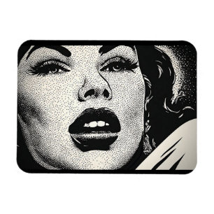 Magnet Flexible Graphisme BD BW années 50 style vintage rétro poin