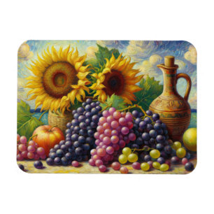 Magnet Flexible Grappes et tournesols Peinture à l'huile Flexible