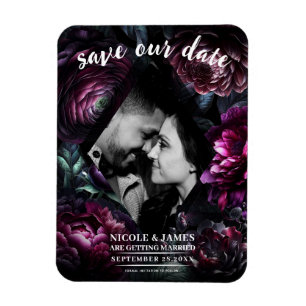 Magnet Flexible Gras Moody Flowers Black Enchanted Floral Mariage
