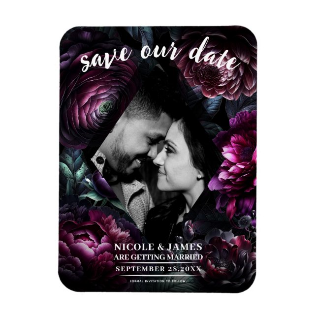 Magnet Flexible Gras Moody Flowers Black Enchanted Floral Mariage (Vertical)