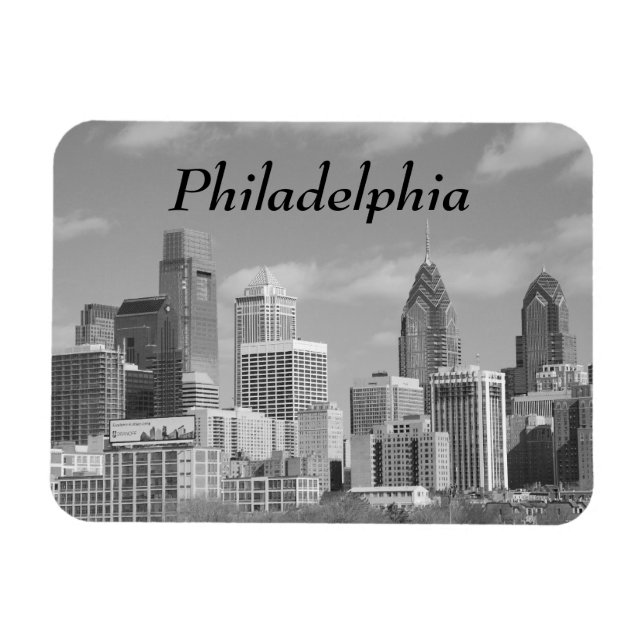 Magnet Flexible gratte-ciel de Philly noir et blanc (Horizontal)