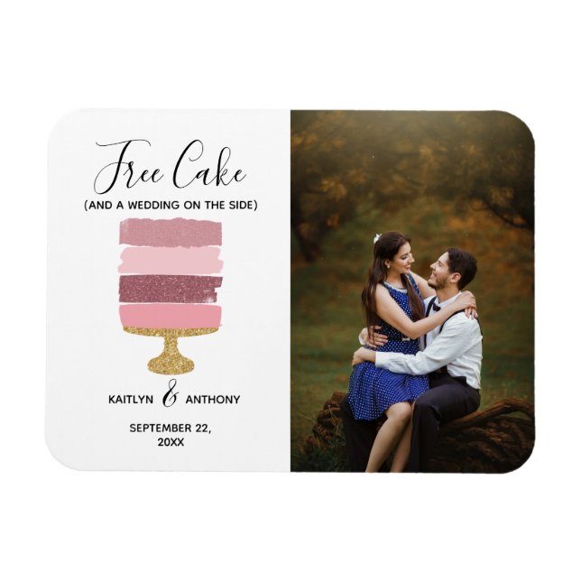 Magnet Flexible Gratuit Gâteau Amusant Photo Moderne Mariage Enreg (Horizontal)
